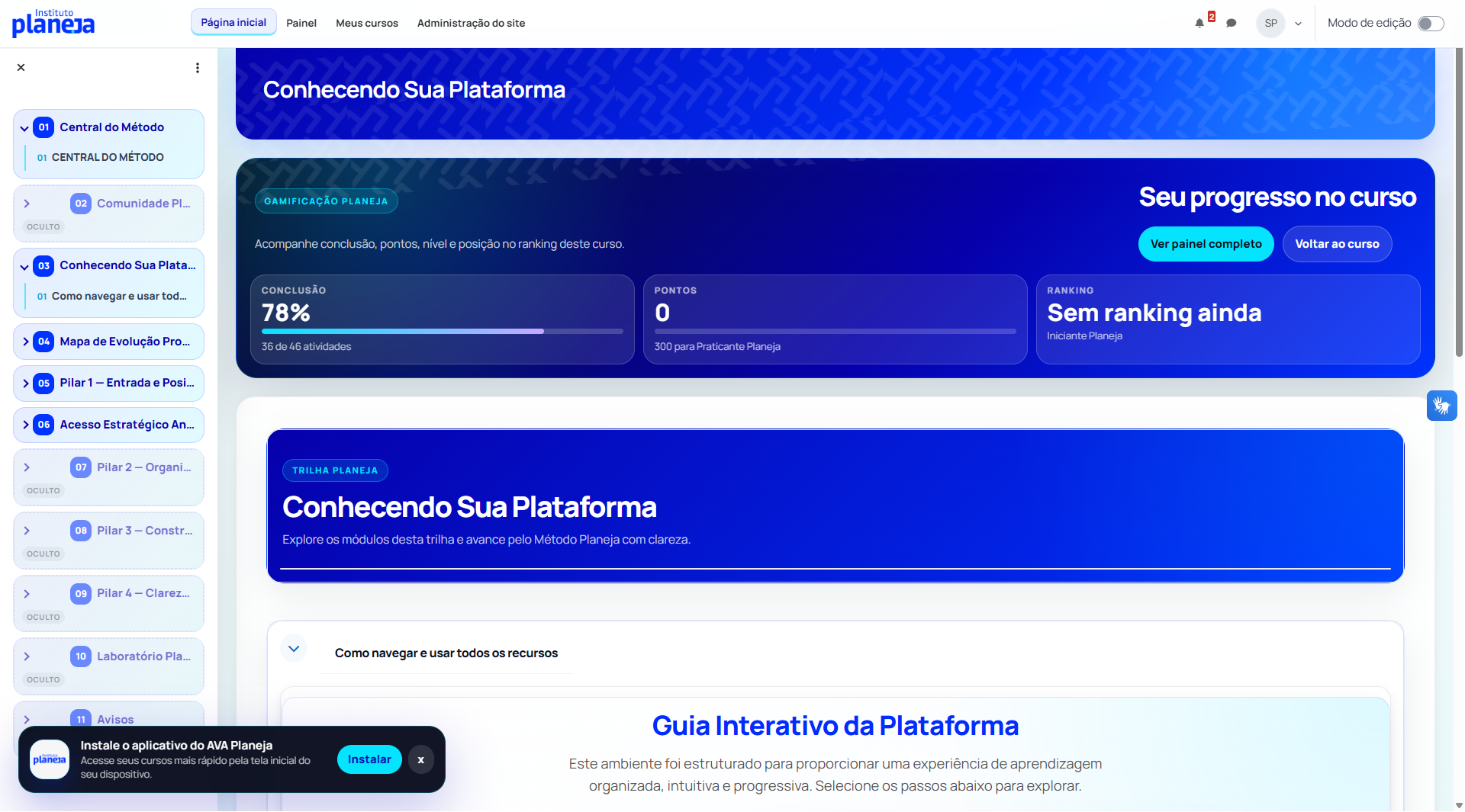 Interface da Plataforma